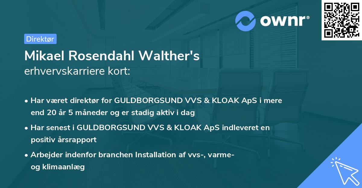 Mikael Rosendahl Walther's erhvervskarriere kort