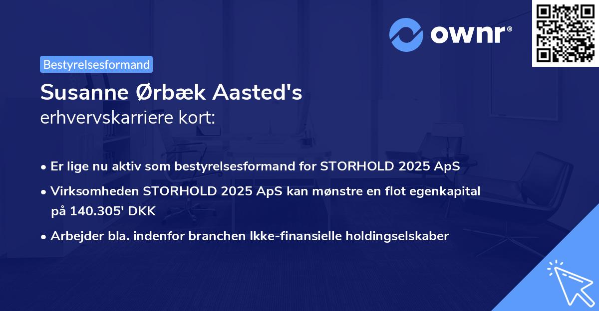 Susanne Ørbæk Aasted's erhvervskarriere kort