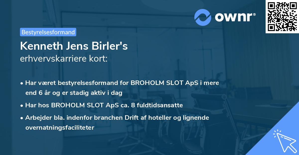 Kenneth Jens Birler's erhvervskarriere kort