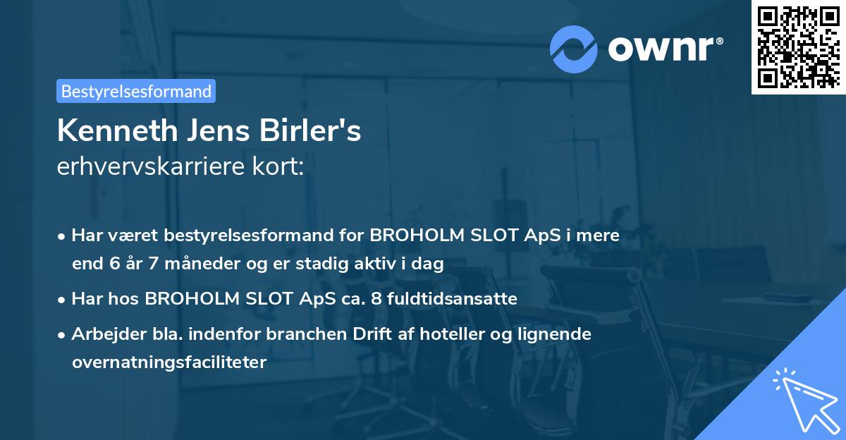 Kenneth Jens Birler's erhvervskarriere kort