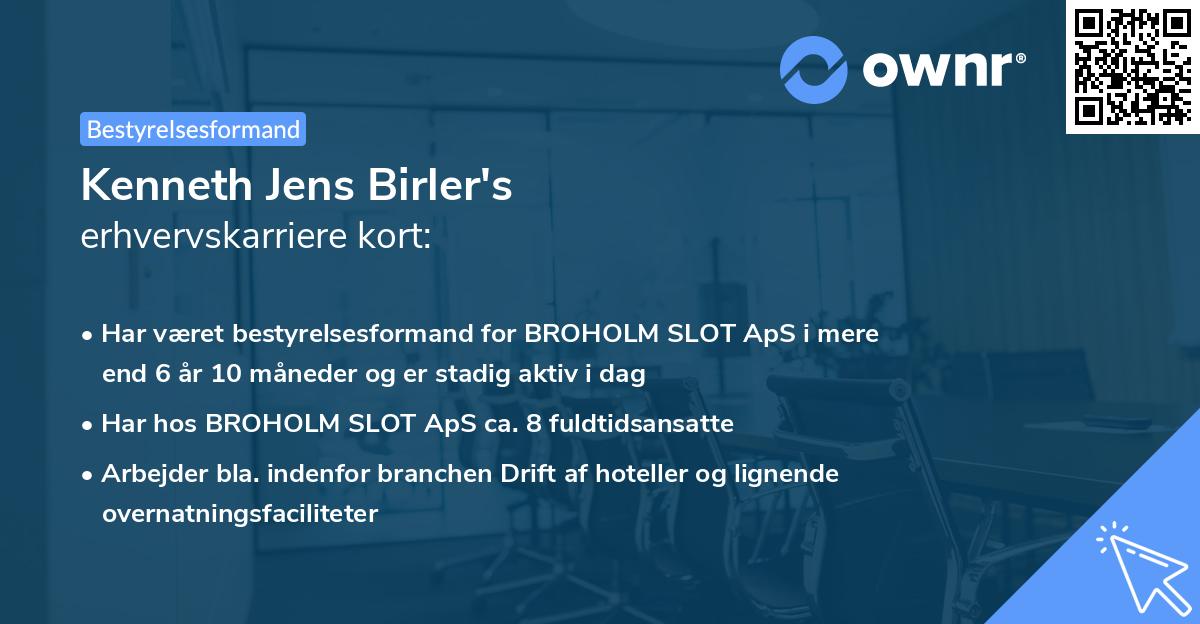 Kenneth Jens Birler's erhvervskarriere kort