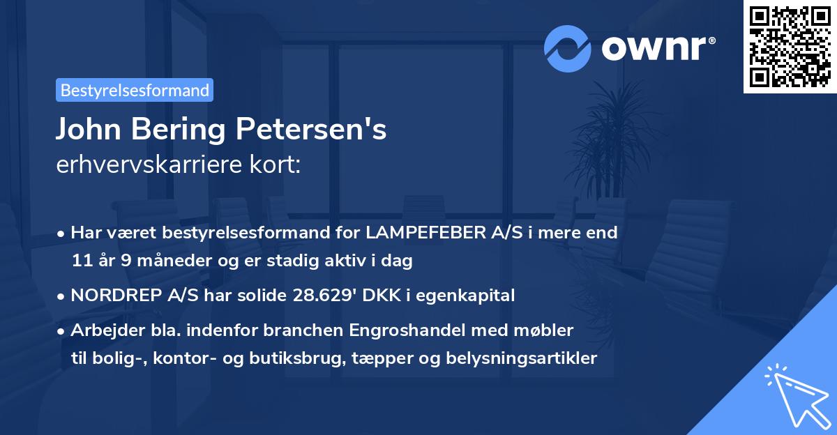 John Bering Petersen's erhvervskarriere kort