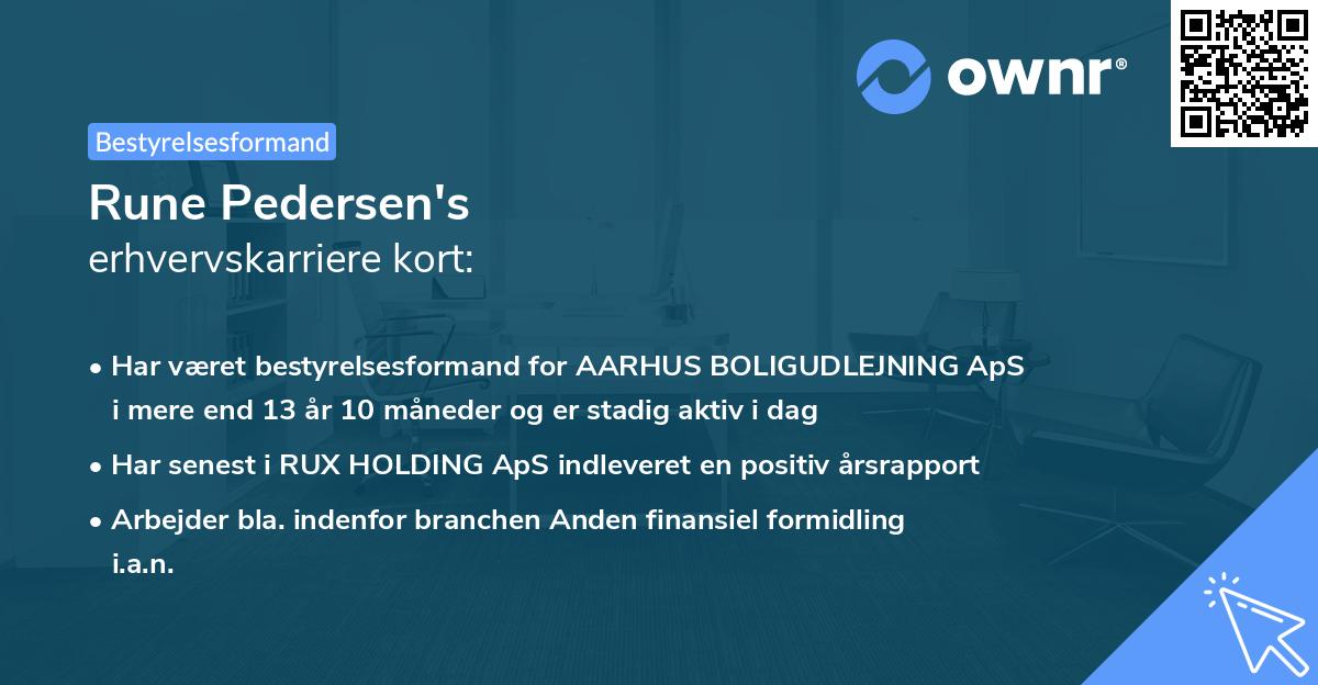Rune Pedersen's erhvervskarriere kort