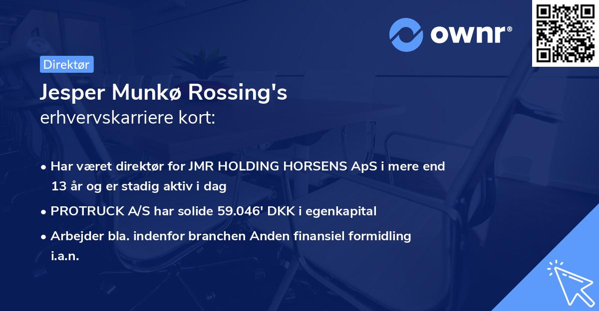 Jesper Munkø Rossing's erhvervskarriere kort
