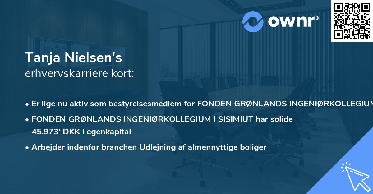 Tanja Nielsen's erhvervskarriere kort