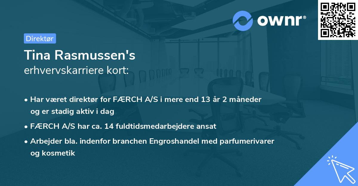 Tina Rasmussen's erhvervskarriere kort