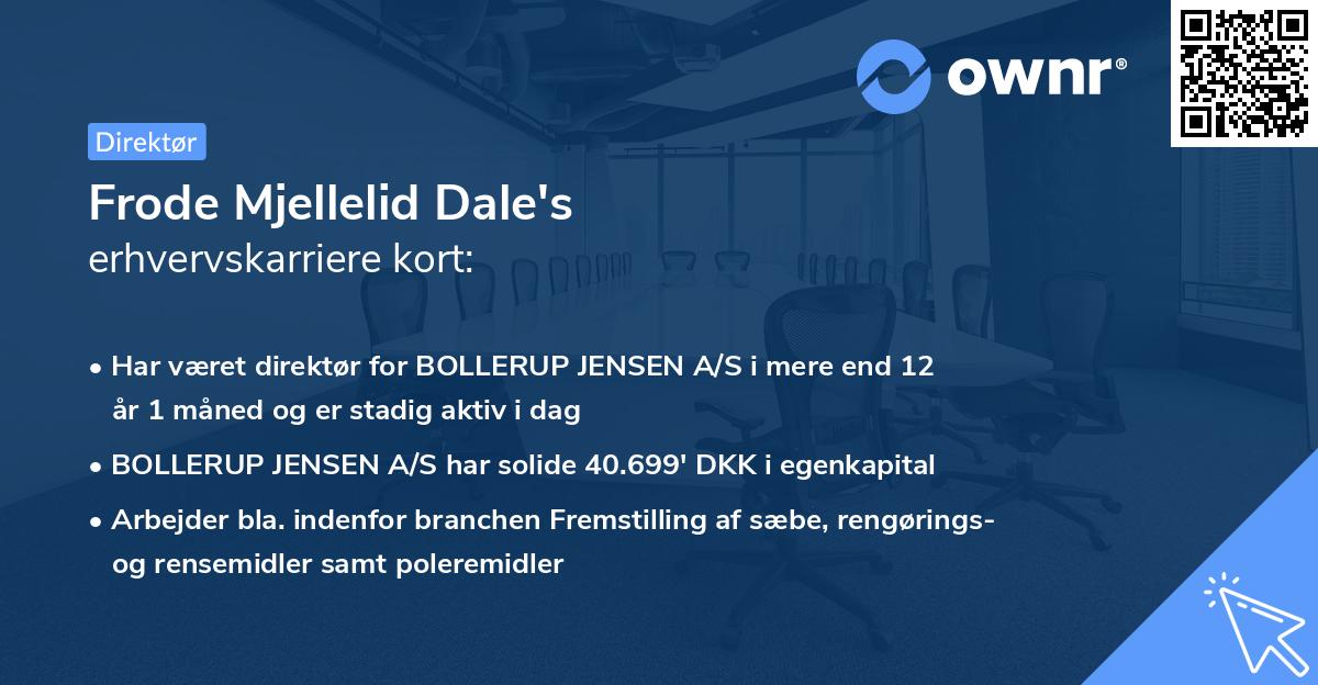 Frode Mjellelid Dale's erhvervskarriere kort