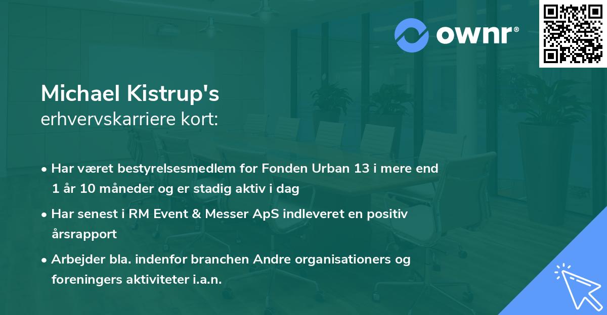 Michael Kistrup's erhvervskarriere kort
