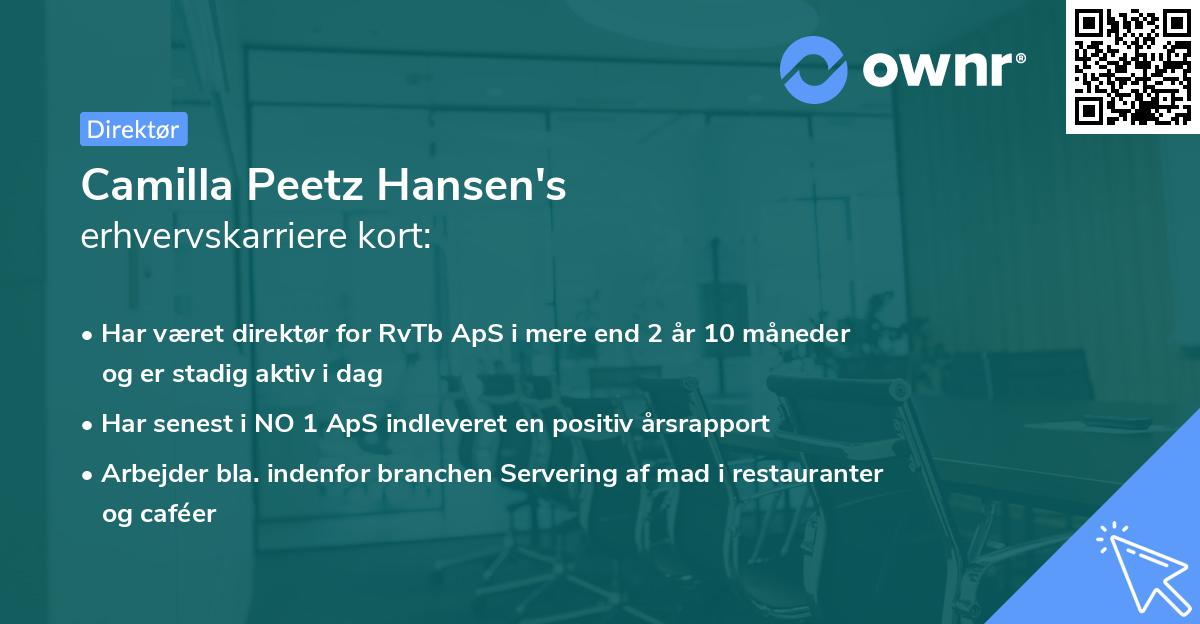 Camilla Peetz Hansen's erhvervskarriere kort