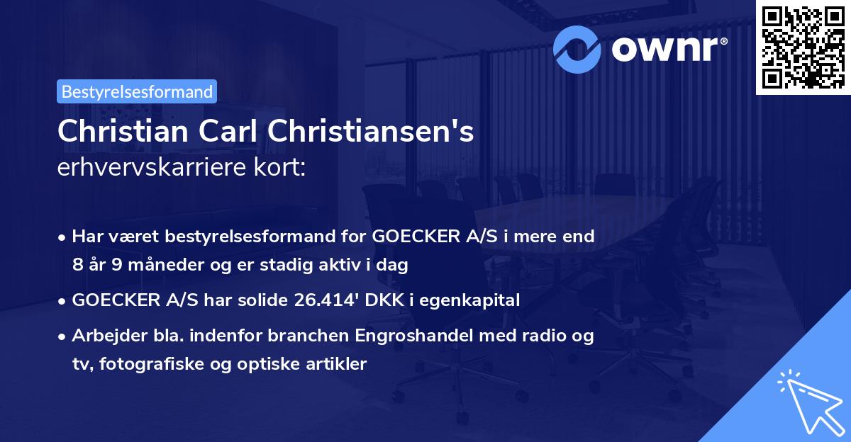 Christian Carl Christiansen's erhvervskarriere kort