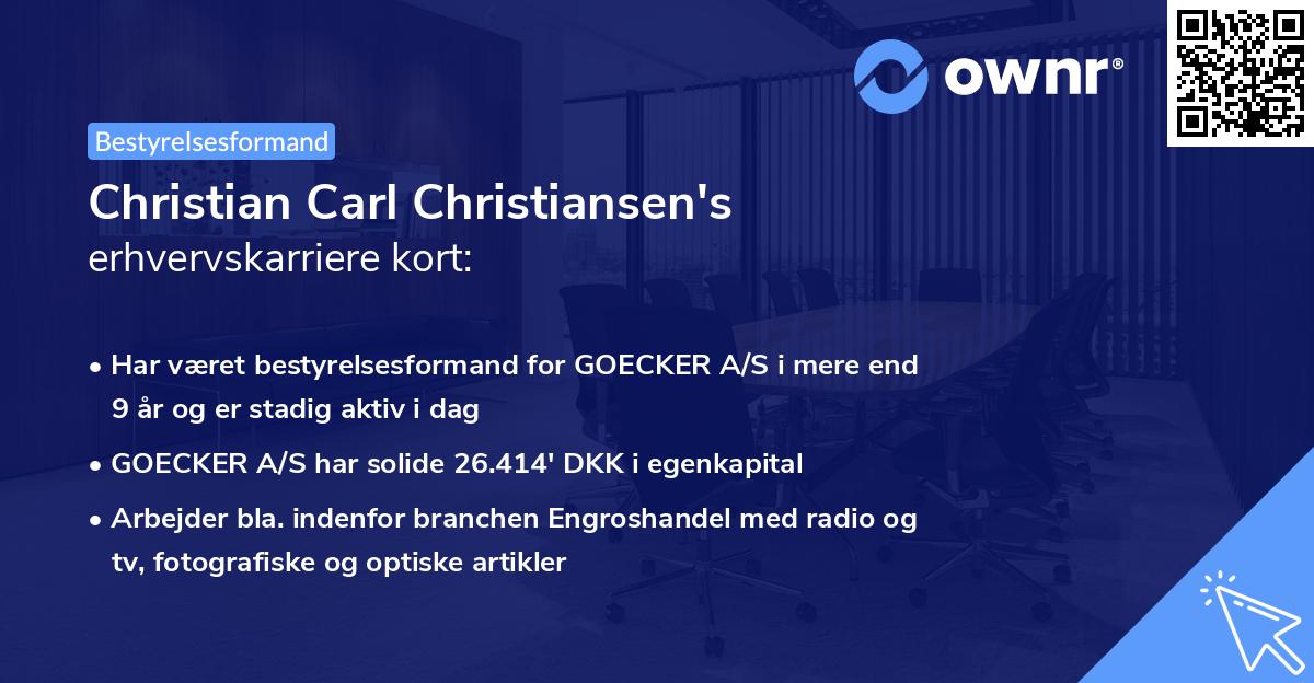 Christian Carl Christiansen's erhvervskarriere kort