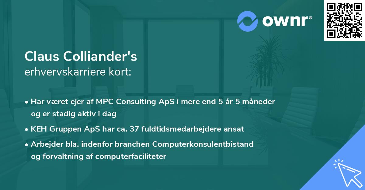 Claus Colliander's erhvervskarriere kort