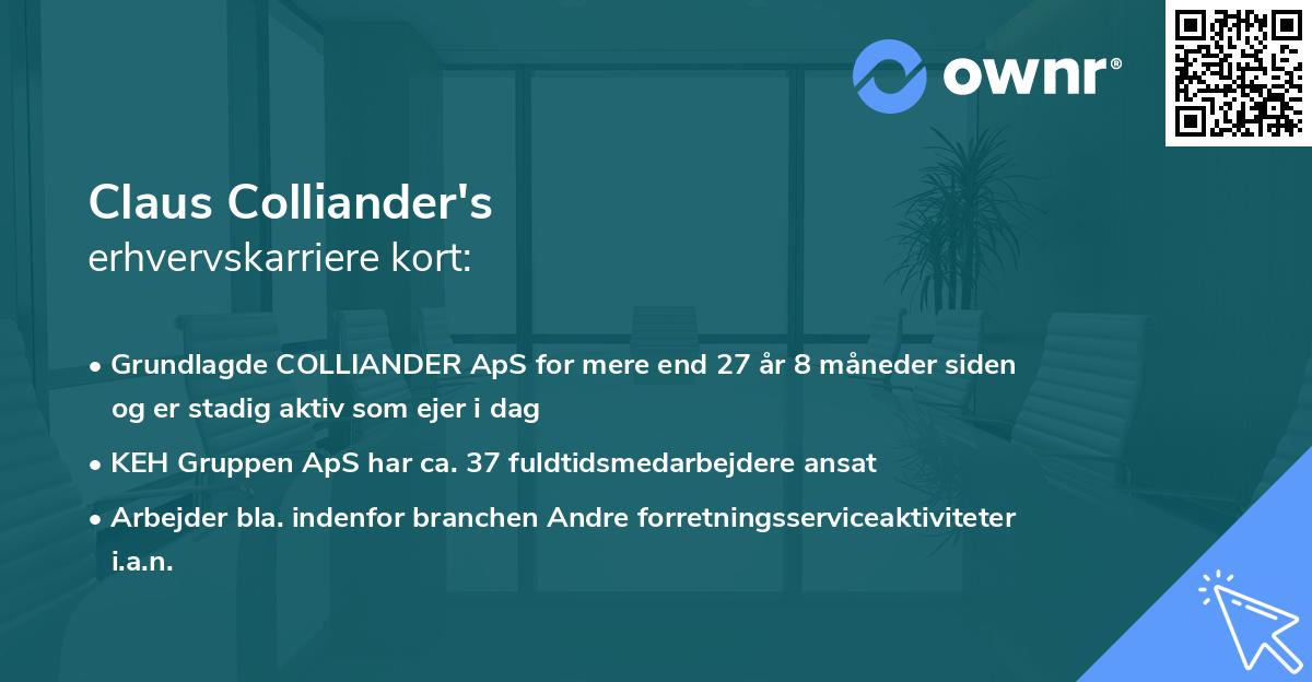 Claus Colliander's erhvervskarriere kort