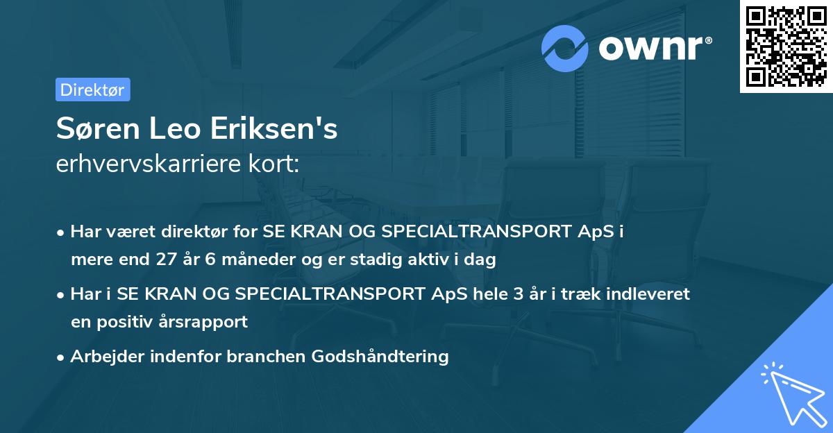 Søren Leo Eriksen's erhvervskarriere kort