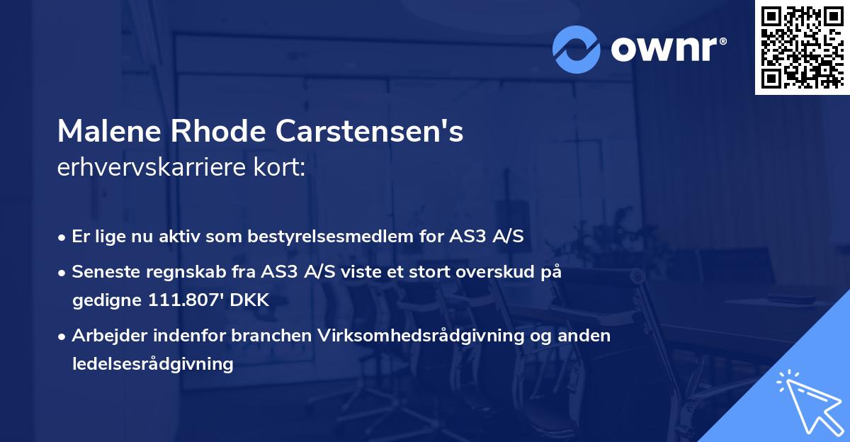 Malene Rhode Carstensen's erhvervskarriere kort