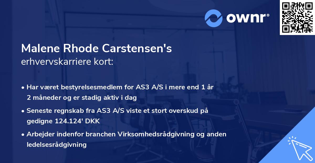 Malene Rhode Carstensen's erhvervskarriere kort