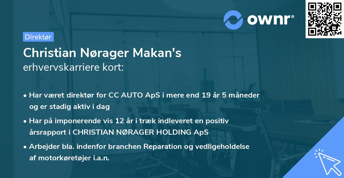 Christian Nørager Makan's erhvervskarriere kort