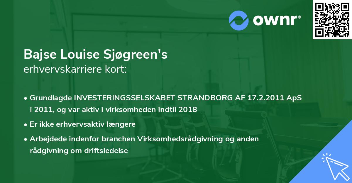Bajse Louise Sjøgreen's erhvervskarriere kort