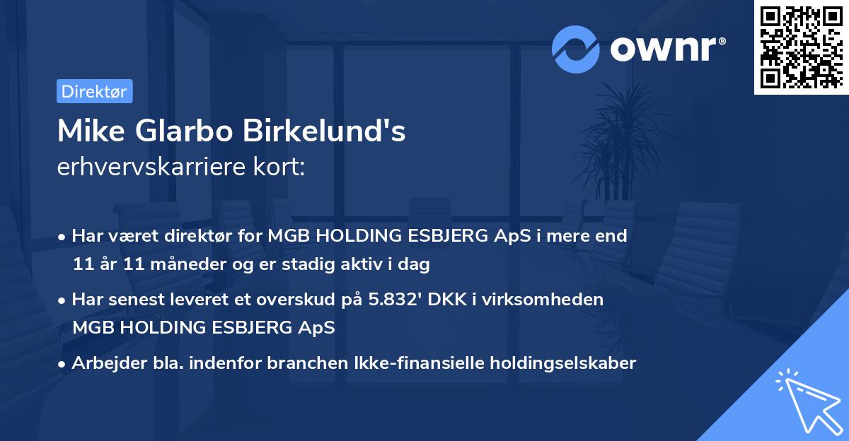 Mike Glarbo Birkelund's erhvervskarriere kort