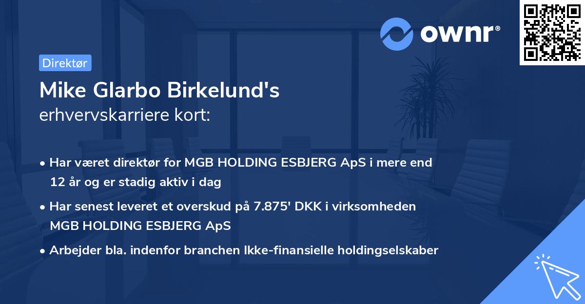 Mike Glarbo Birkelund's erhvervskarriere kort