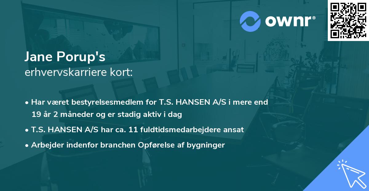 Jane Porup's erhvervskarriere kort