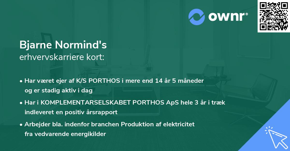 Bjarne Normind's erhvervskarriere kort