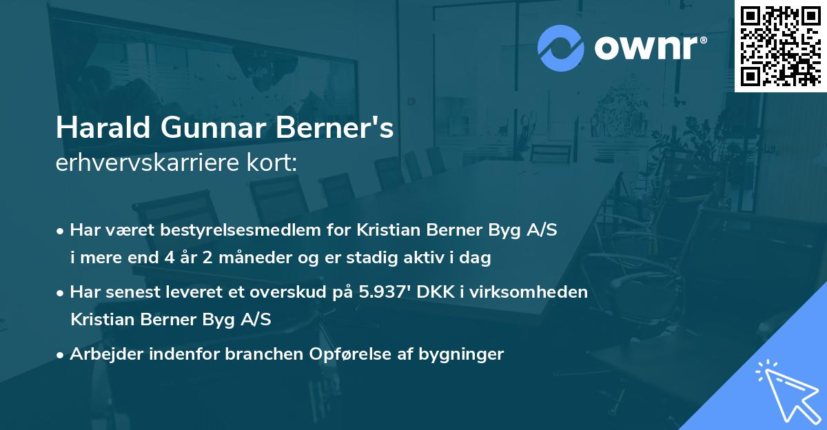 Harald Gunnar Berner's erhvervskarriere kort