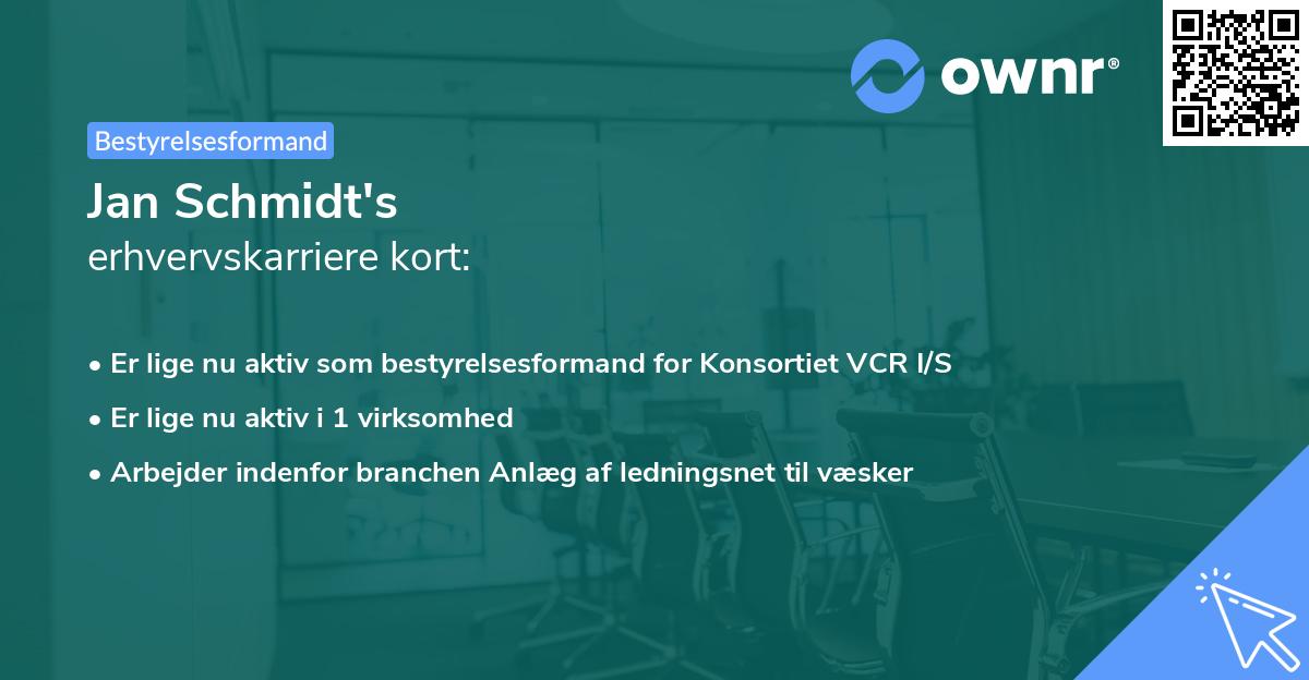 Jan Schmidt's erhvervskarriere kort