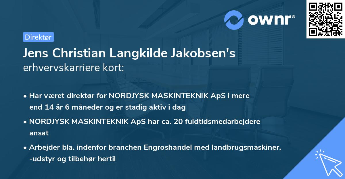 Jens Christian Langkilde Jakobsen's erhvervskarriere kort
