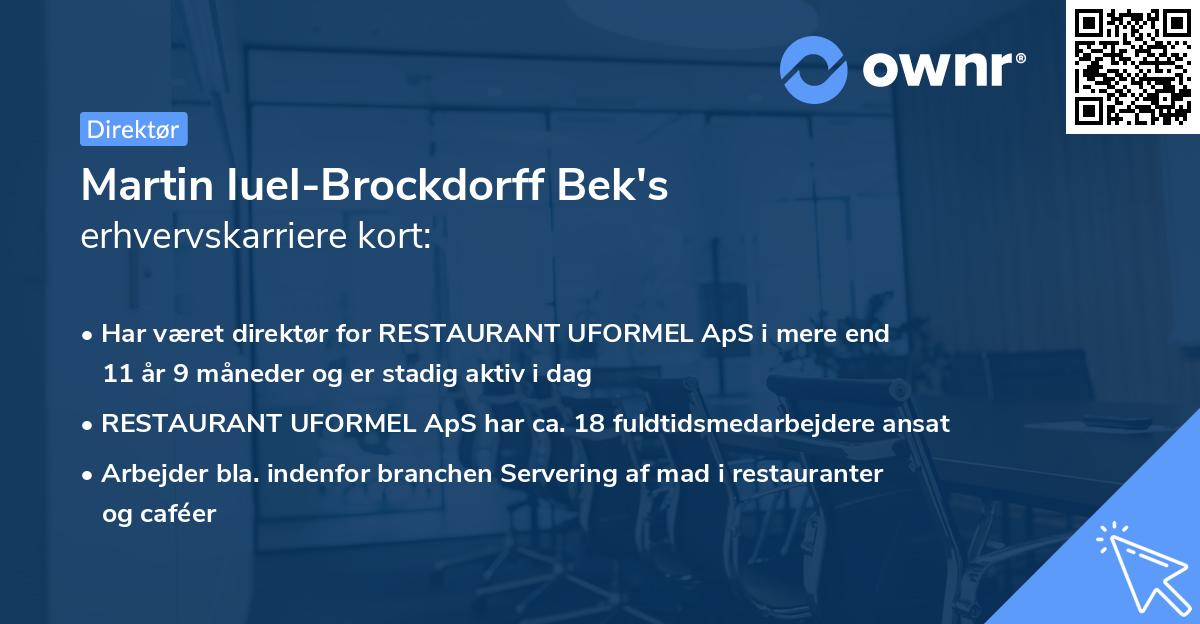 Martin Iuel-Brockdorff Bek's erhvervskarriere kort