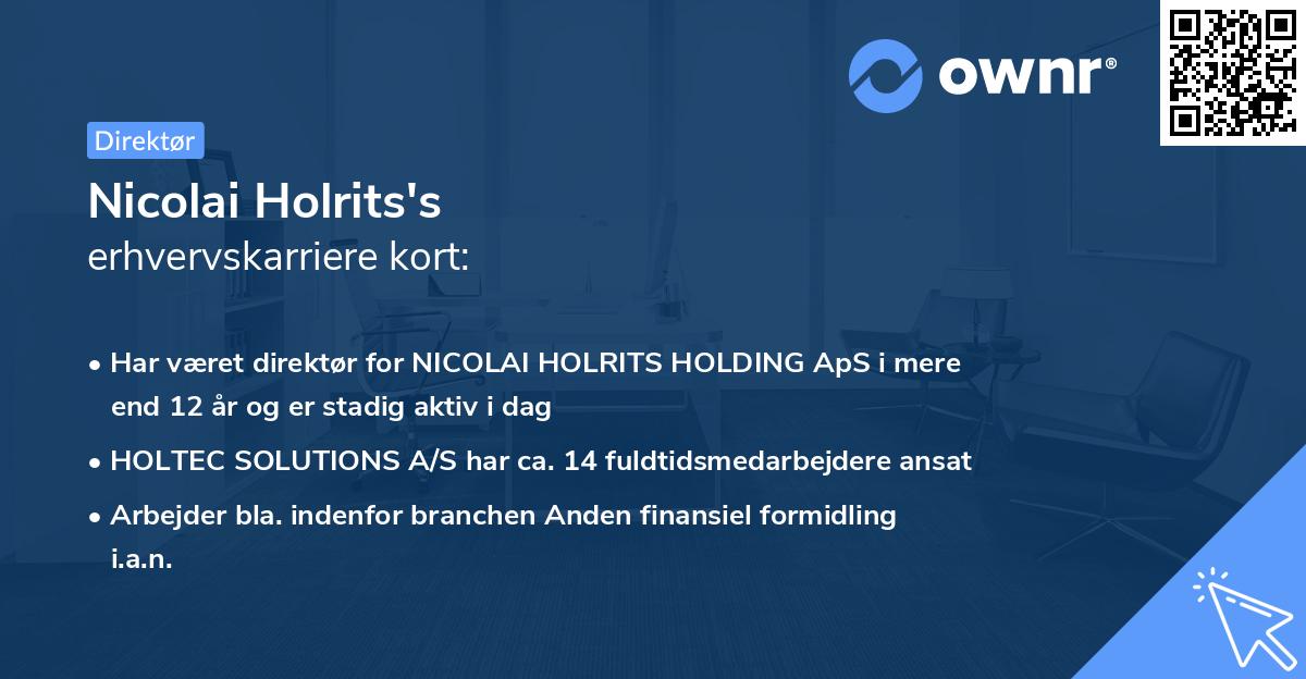 Nicolai Holrits's erhvervskarriere kort
