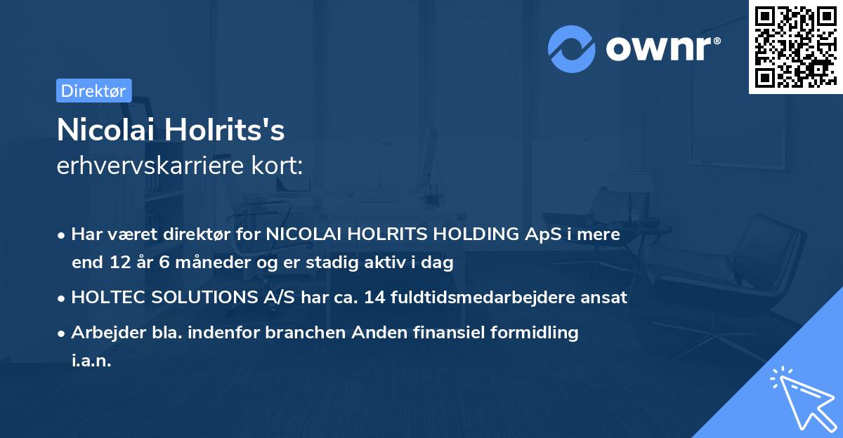 Nicolai Holrits's erhvervskarriere kort