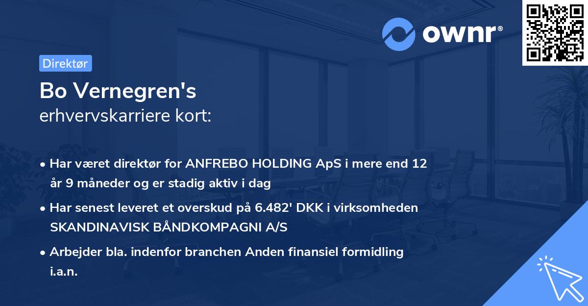 Bo Vernegren's erhvervskarriere kort
