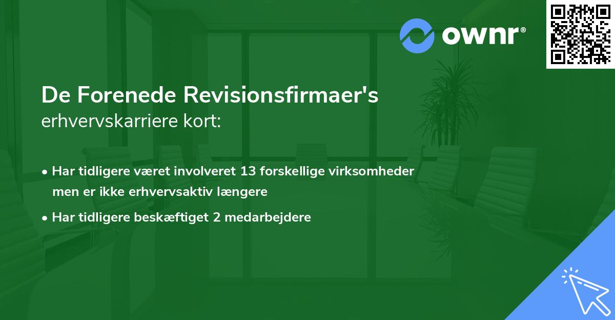 De Forenede Revisionsfirmaer's erhvervskarriere kort