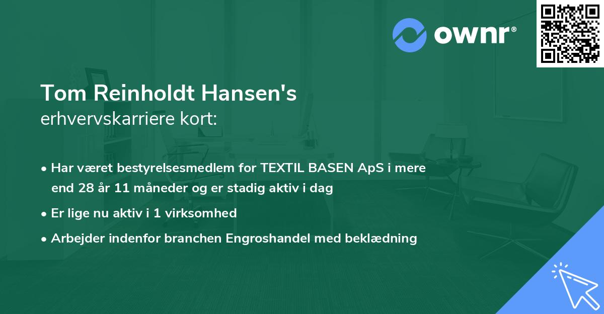 Tom Reinholdt Hansen's erhvervskarriere kort