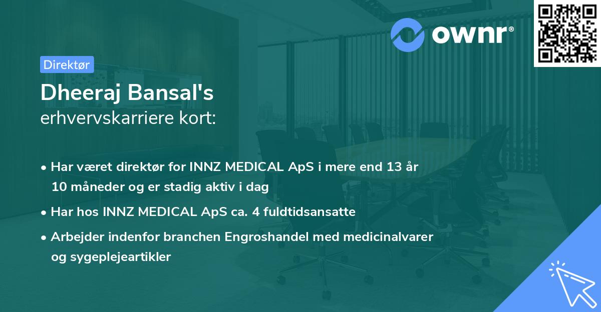 Dheeraj Bansal's erhvervskarriere kort