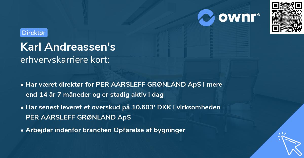 Karl Andreassen's erhvervskarriere kort