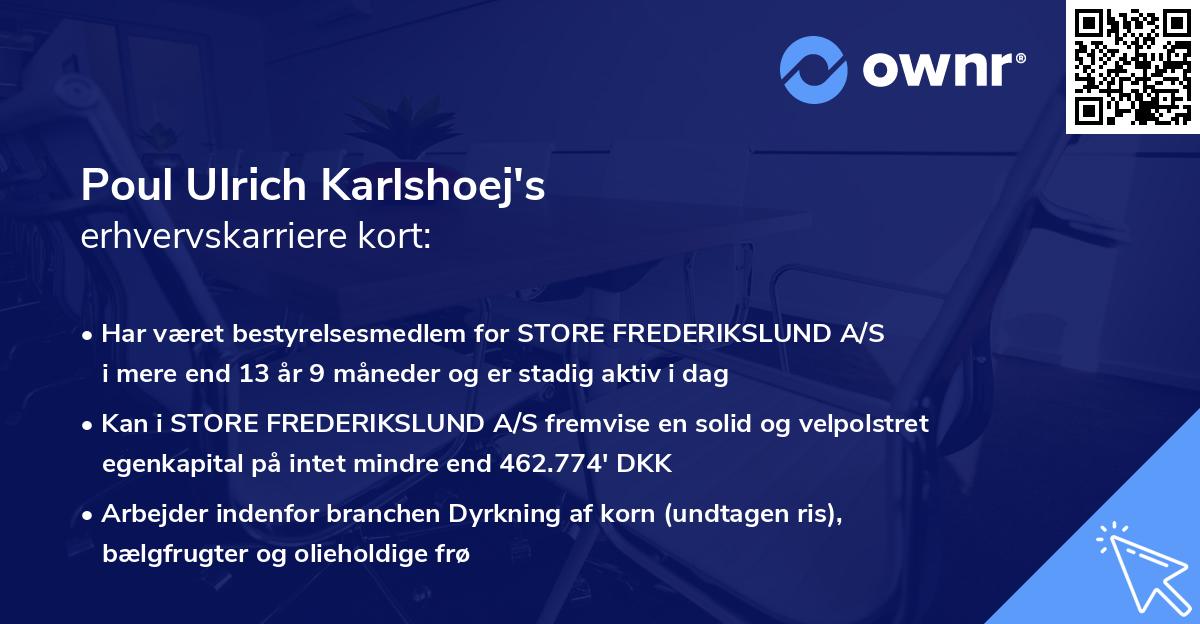 Poul Ulrich Karlshoej's erhvervskarriere kort
