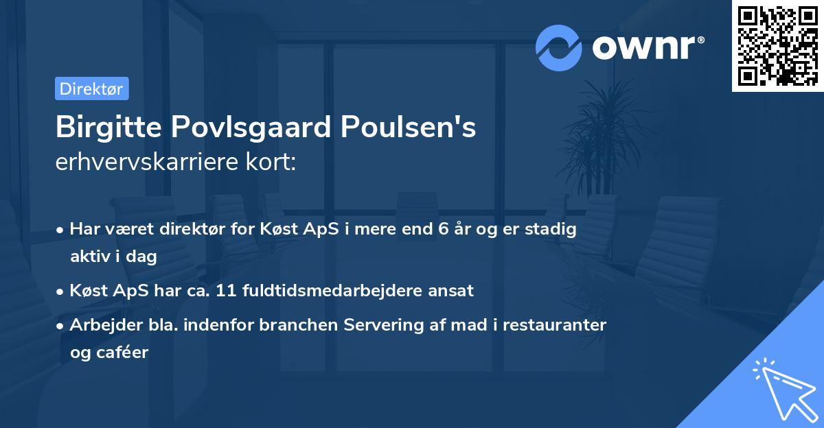 Birgitte Povlsgaard Poulsen's erhvervskarriere kort