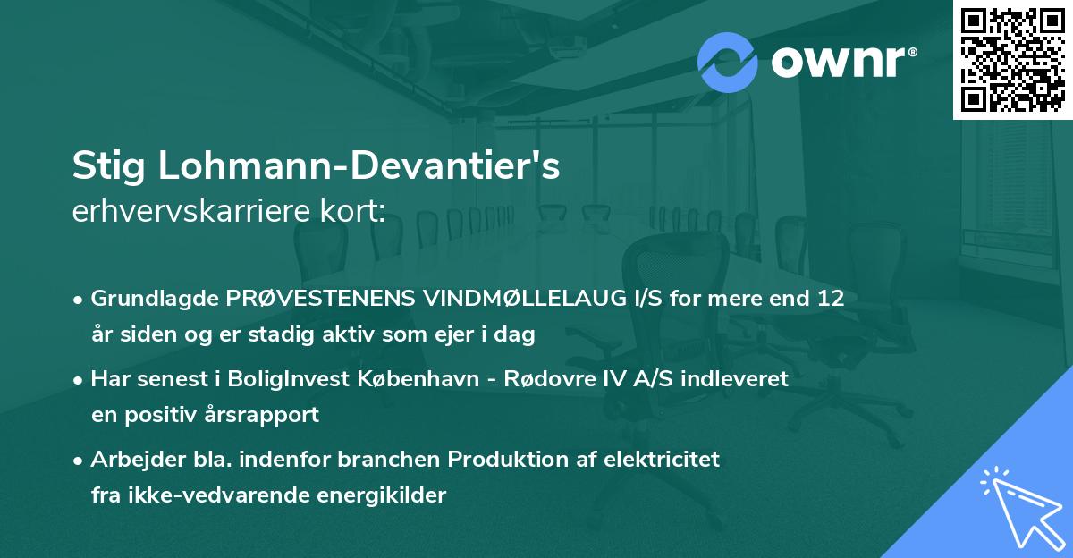 Stig Lohmann-Devantier's erhvervskarriere kort