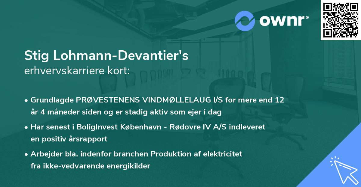 Stig Lohmann-Devantier's erhvervskarriere kort