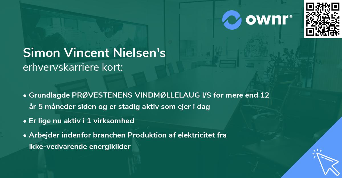 Simon Vincent Nielsen's erhvervskarriere kort