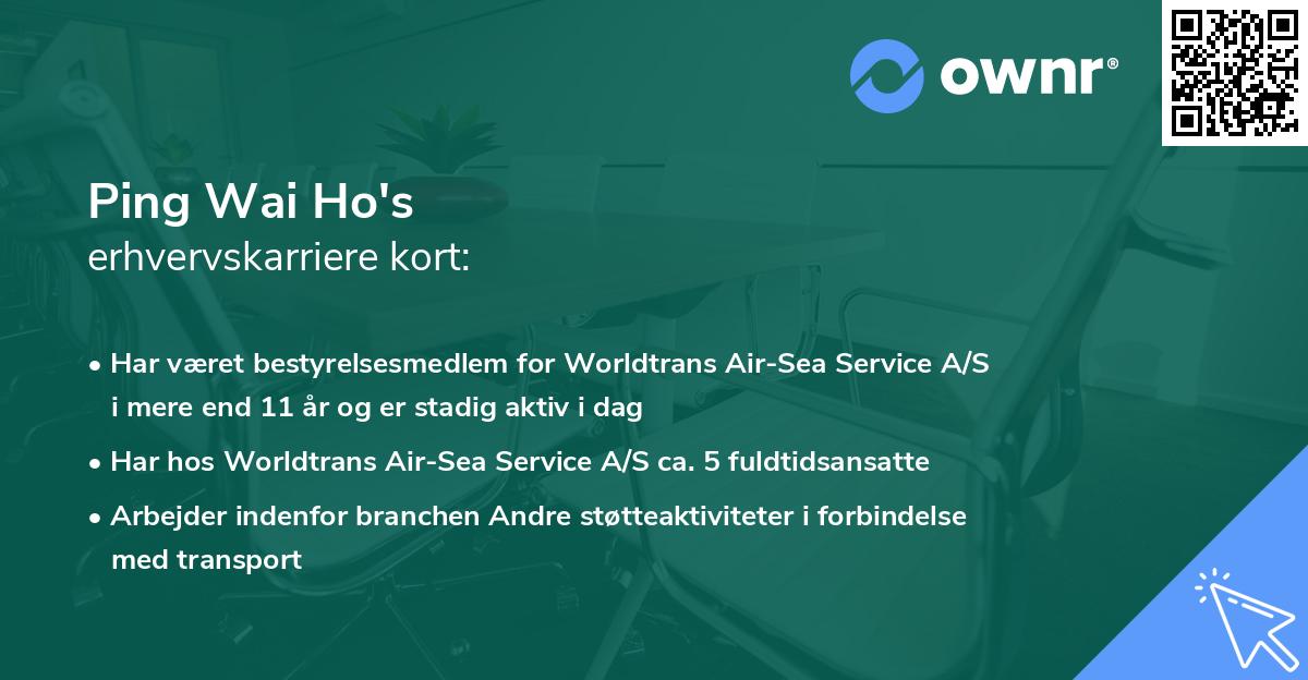 Ping Wai Ho's erhvervskarriere kort