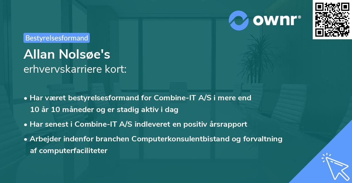 Allan Nolsøe's erhvervskarriere kort