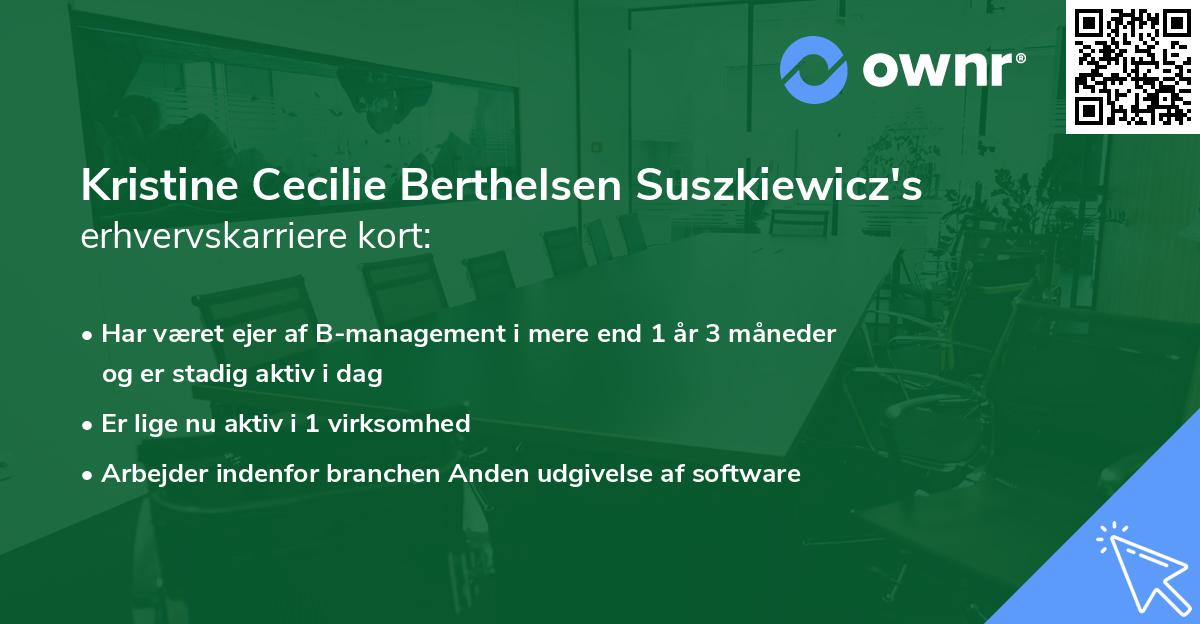 Kristine Cecilie Berthelsen Suszkiewicz's erhvervskarriere kort