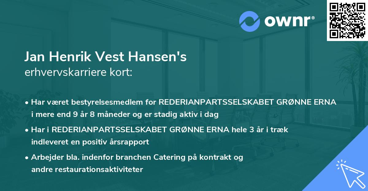 Jan Henrik Vest Hansen's erhvervskarriere kort