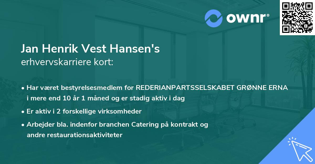 Jan Henrik Vest Hansen's erhvervskarriere kort