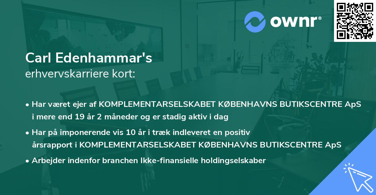 Carl Edenhammar's erhvervskarriere kort