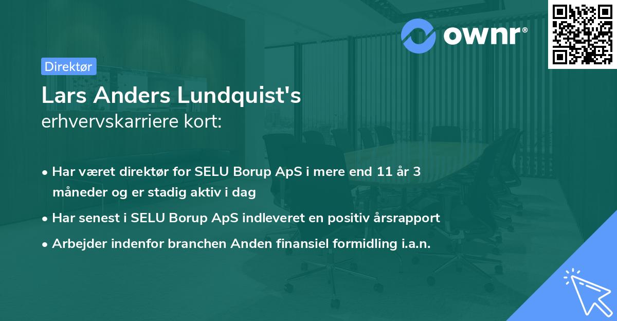 Lars Anders Lundquist's erhvervskarriere kort