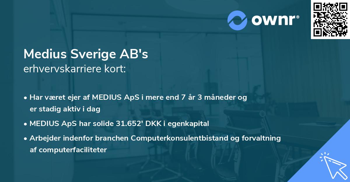 Medius Sverige AB's erhvervskarriere kort